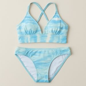 Quintsoul NWT Bikini Mid Rise Retro Bottoms/Crossback Lace Up Bustier Top Size S